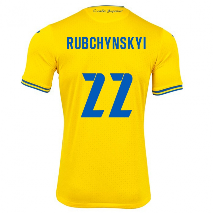 Kinder Ukraine Valentyn Rubchynskyi #22 Gelb Heimtrikot Trikot 24-26 T-Shirt Österreich