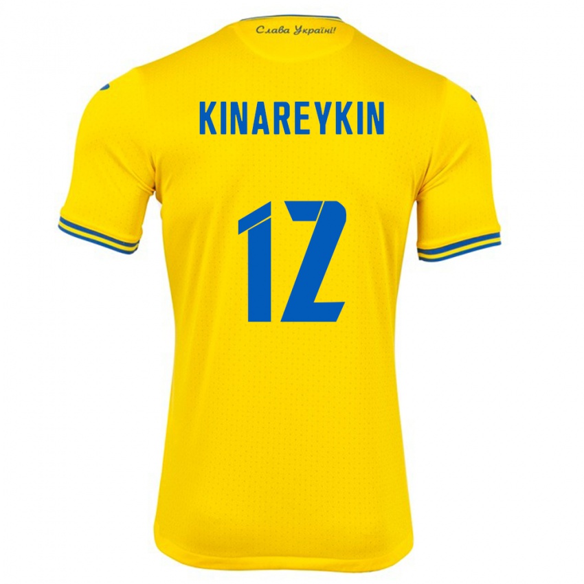 Kinder Ukraine Yakiv Kinareykin #12 Gelb Heimtrikot Trikot 24-26 T-Shirt Österreich