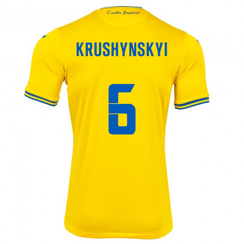 Kinder Ukraine Borys Krushynskyi #6 Gelb Heimtrikot Trikot 24-26 T-Shirt Österreich