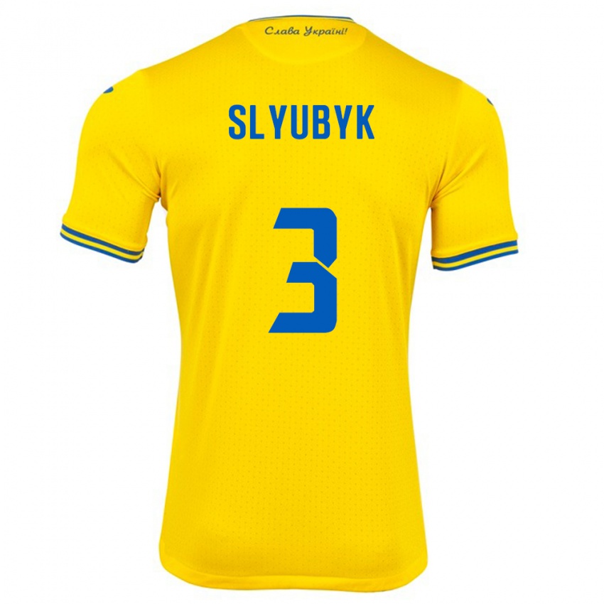 Kinder Ukraine Bogdan Slyubyk #3 Gelb Heimtrikot Trikot 24-26 T-Shirt Österreich