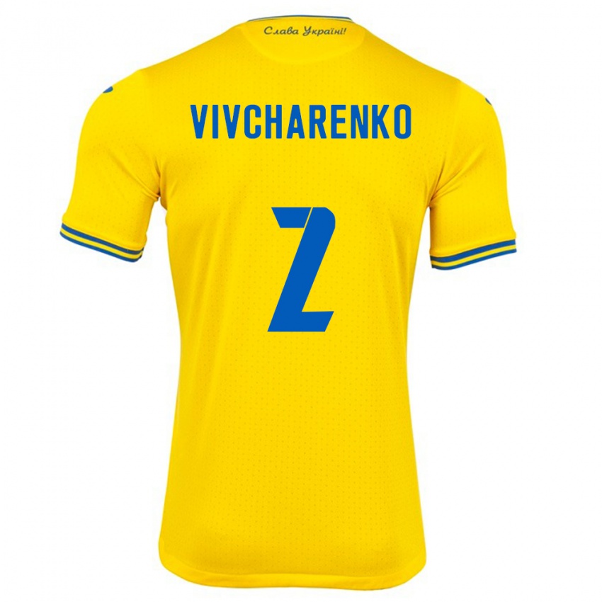 Kinder Ukraine Kostyantyn Vivcharenko #2 Gelb Heimtrikot Trikot 24-26 T-Shirt Österreich