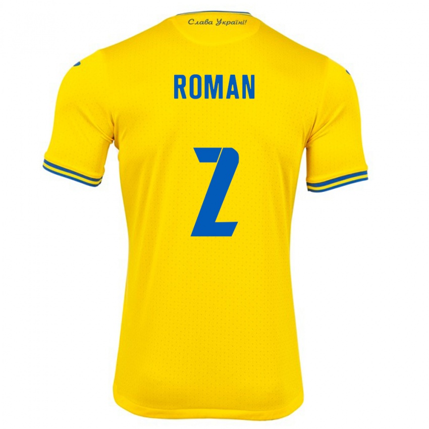 Kinder Ukraine Vitaliy Roman #2 Gelb Heimtrikot Trikot 24-26 T-Shirt Österreich