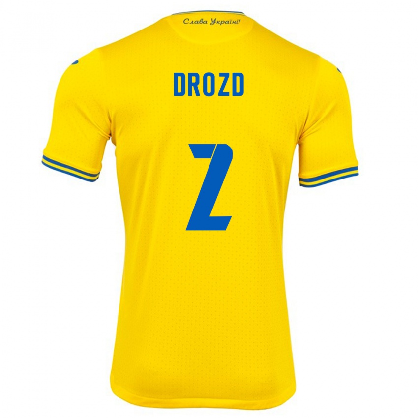 Kinder Ukraine Anton Drozd #2 Gelb Heimtrikot Trikot 24-26 T-Shirt Österreich