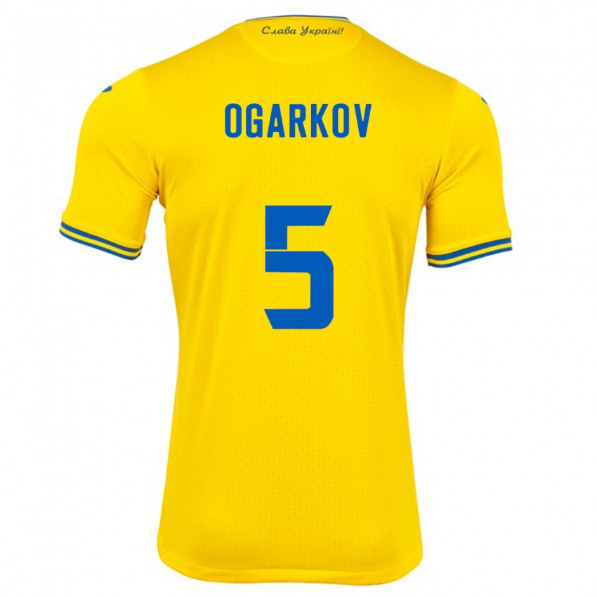 Kinder Ukraine Mykola Ogarkov #5 Gelb Heimtrikot Trikot 24-26 T-Shirt Österreich