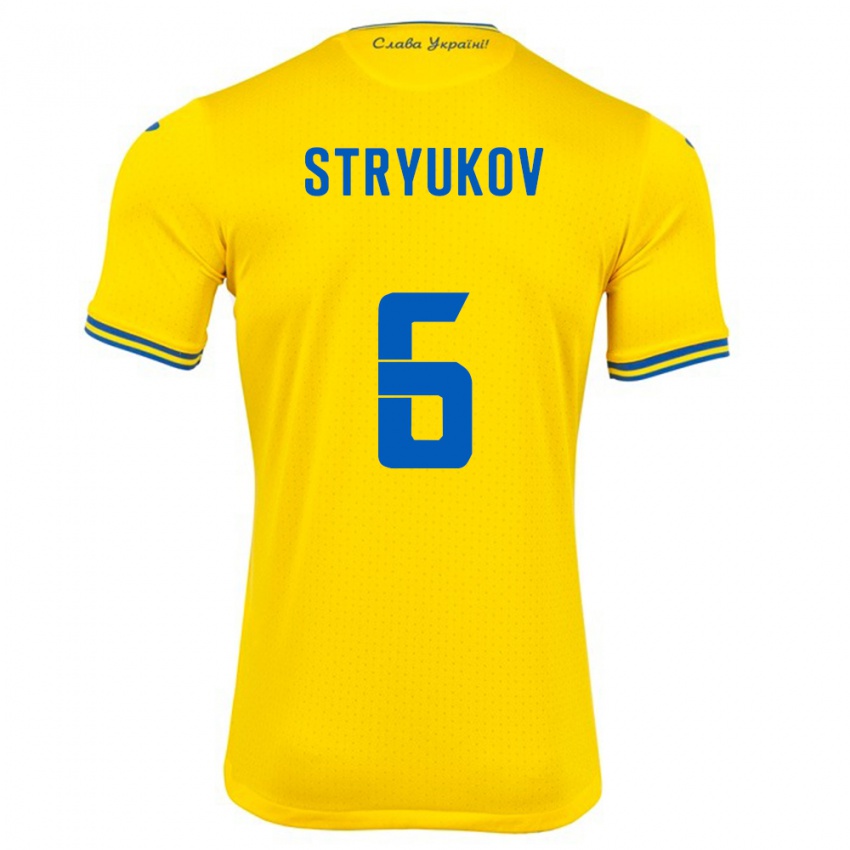 Kinder Ukraine Maksym Stryukov #6 Gelb Heimtrikot Trikot 24-26 T-Shirt Österreich