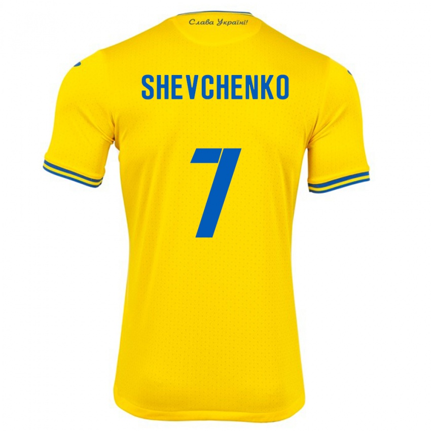 Kinder Ukraine Kristian Shevchenko #7 Gelb Heimtrikot Trikot 24-26 T-Shirt Österreich