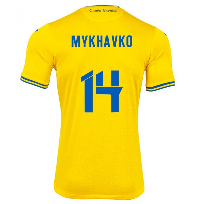 Kinder Ukraine Taras Mykhavko #14 Gelb Heimtrikot Trikot 24-26 T-Shirt Österreich