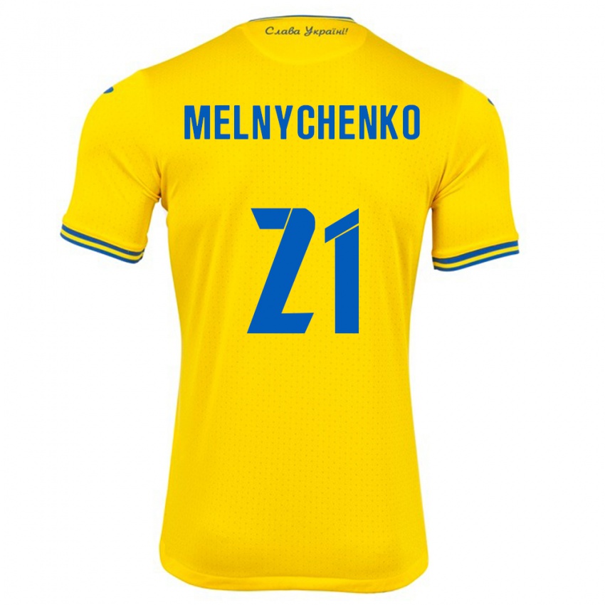 Kinder Ukraine Maksym Melnychenko #21 Gelb Heimtrikot Trikot 24-26 T-Shirt Österreich