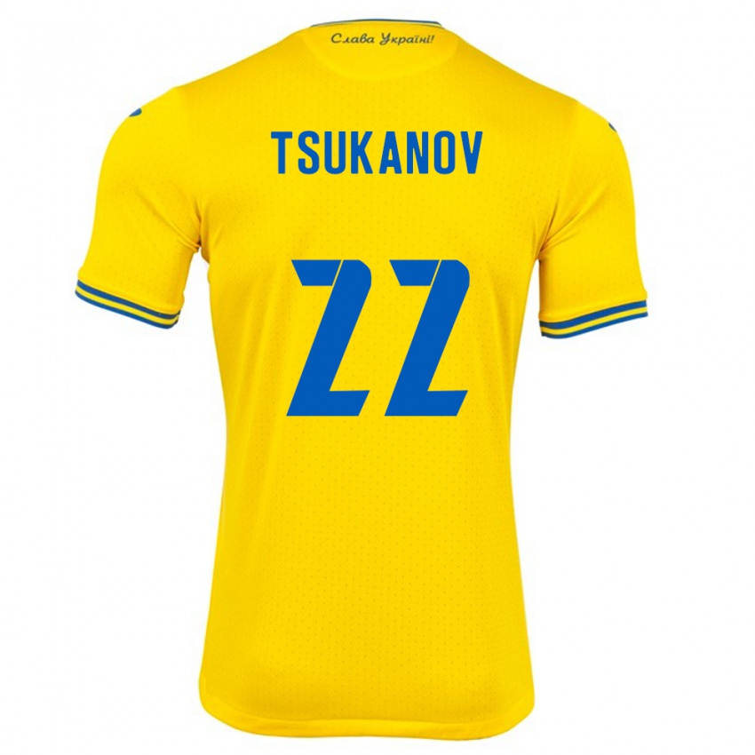 Kinder Ukraine Viktor Tsukanov #22 Gelb Heimtrikot Trikot 24-26 T-Shirt Österreich