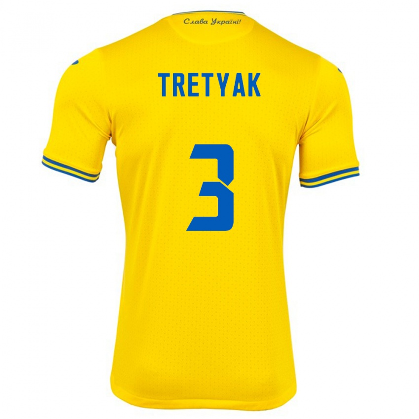 Kinder Ukraine Demyan Tretyak #3 Gelb Heimtrikot Trikot 24-26 T-Shirt Österreich