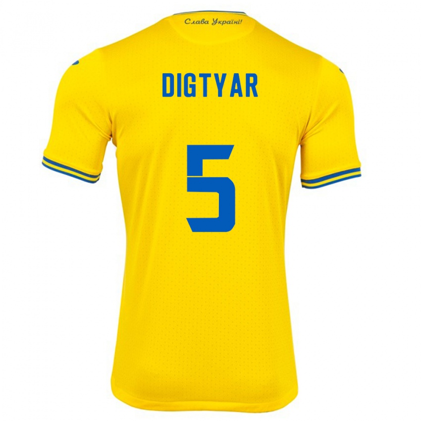 Kinder Ukraine Kyrylo Digtyar #5 Gelb Heimtrikot Trikot 24-26 T-Shirt Österreich