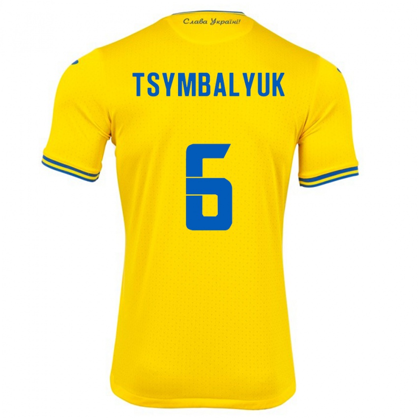 Kinder Ukraine Maksym Tsymbalyuk #6 Gelb Heimtrikot Trikot 24-26 T-Shirt Österreich