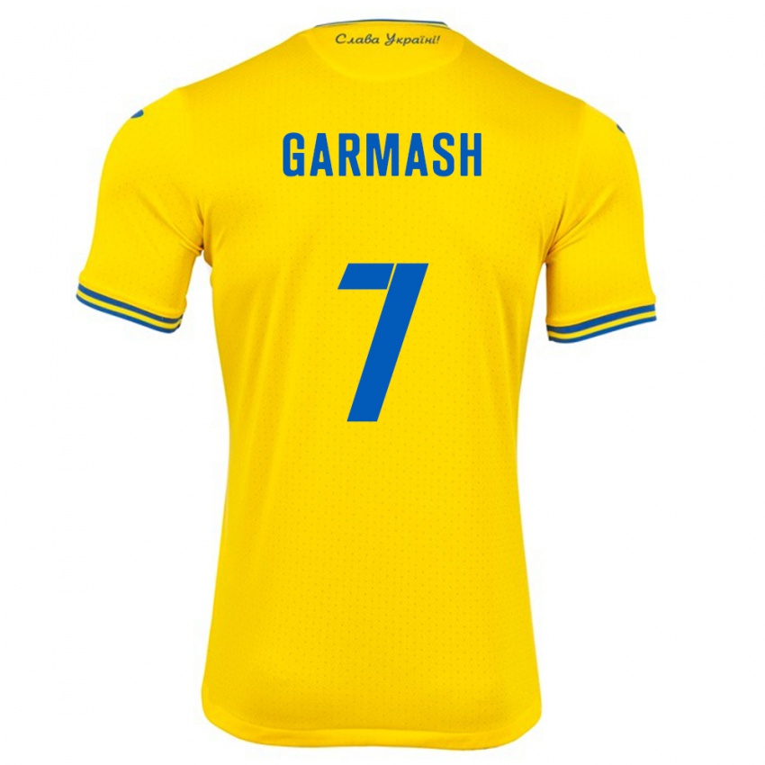 Kinder Ukraine Yevgen Garmash #7 Gelb Heimtrikot Trikot 24-26 T-Shirt Österreich