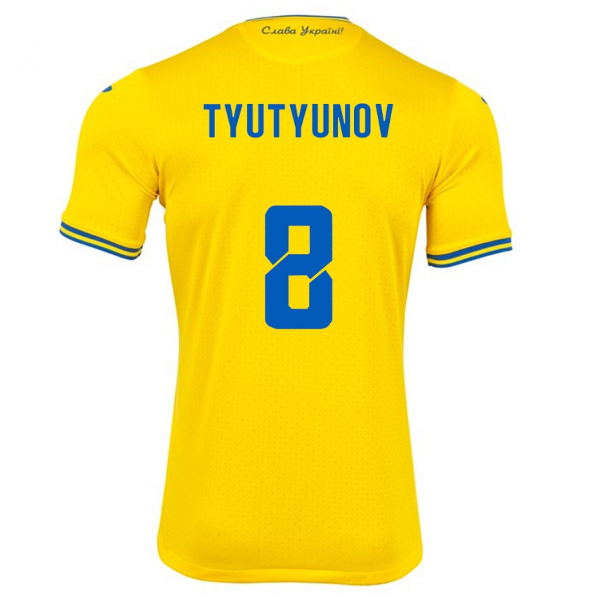 Kinder Ukraine Vladyslav Tyutyunov #8 Gelb Heimtrikot Trikot 24-26 T-Shirt Österreich