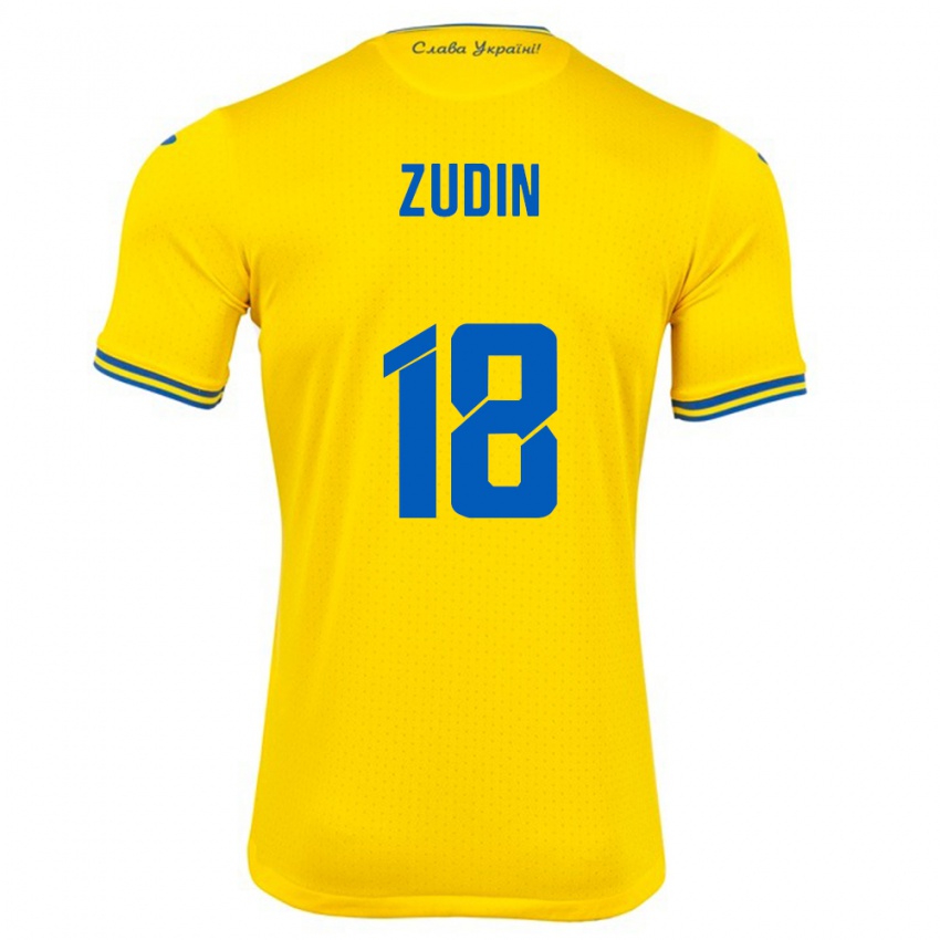 Kinder Ukraine Dmytro Zudin #18 Gelb Heimtrikot Trikot 24-26 T-Shirt Österreich