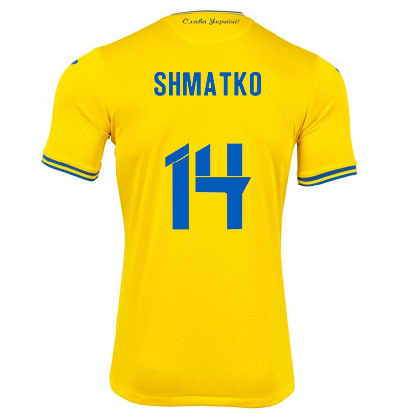 Kinder Ukraine Lyubov Shmatko #14 Gelb Heimtrikot Trikot 24-26 T-Shirt Österreich