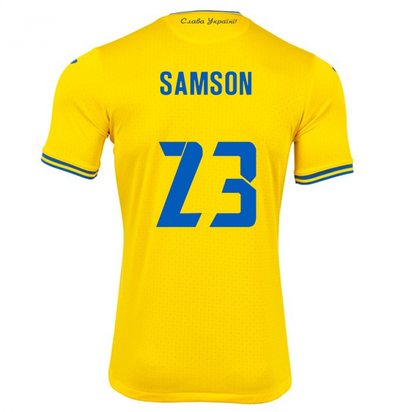 Kinder Ukraine Kateryna Samson #23 Gelb Heimtrikot Trikot 24-26 T-Shirt Österreich