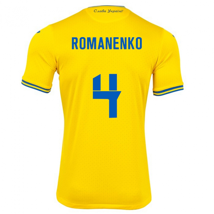 Kinder Ukraine Tetyana Romanenko #4 Gelb Heimtrikot Trikot 24-26 T-Shirt Österreich