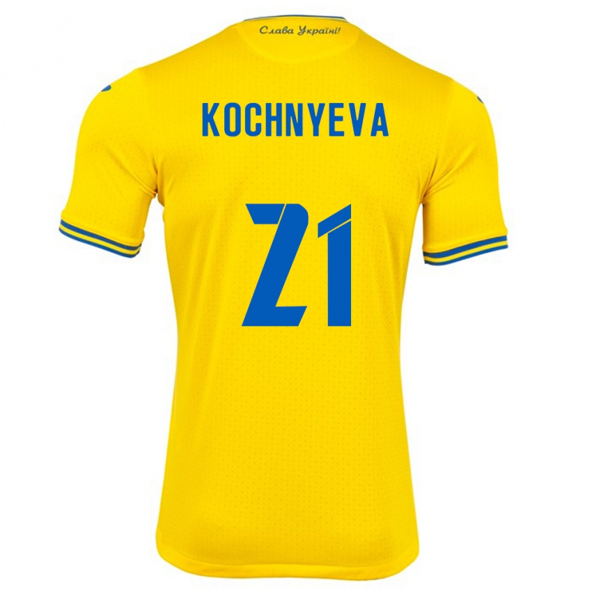 Kinder Ukraine Iryna Kochnyeva #21 Gelb Heimtrikot Trikot 24-26 T-Shirt Österreich