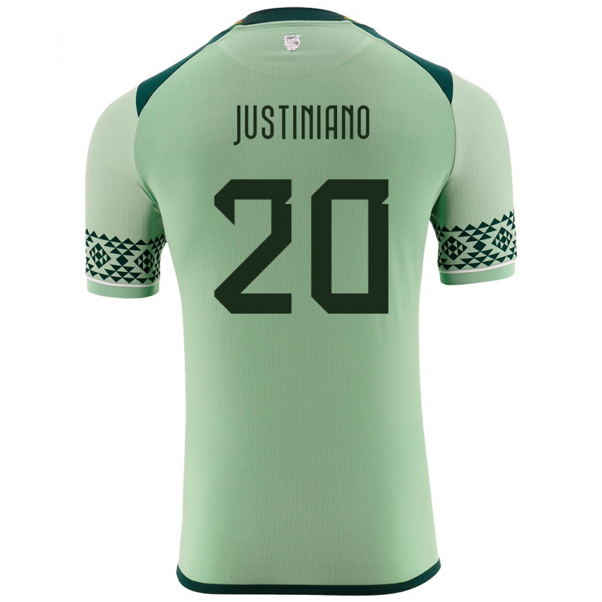 Kinder Bolivien Leonardo Justiniano #20 Hellgrün Heimtrikot Trikot 24-26 T-Shirt Österreich