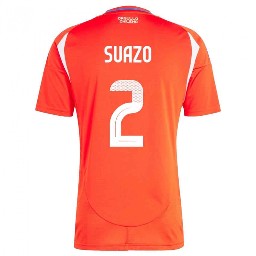 Kinder Chile Gabriel Suazo #2 Rot Heimtrikot Trikot 24-26 T-Shirt Österreich