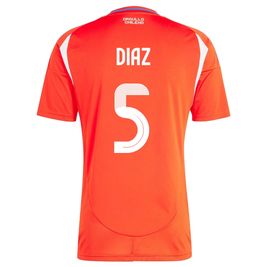 Kinder Chile Paulo Díaz #5 Rot Heimtrikot Trikot 24-26 T-Shirt Österreich