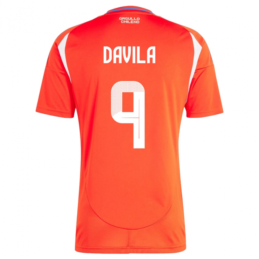 Kinder Chile Víctor Dávila #9 Rot Heimtrikot Trikot 24-26 T-Shirt Österreich