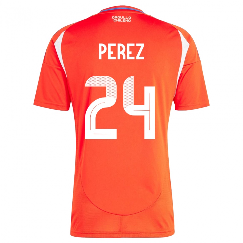 Kinder Chile César Pérez #24 Rot Heimtrikot Trikot 24-26 T-Shirt Österreich