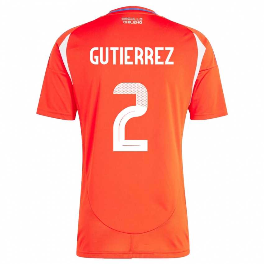 Kinder Chile Joaquín Gutiérrez #2 Rot Heimtrikot Trikot 24-26 T-Shirt Österreich