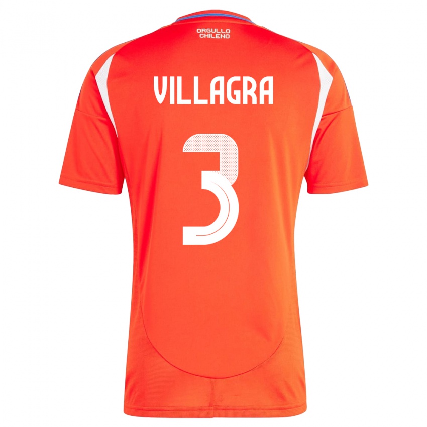 Kinder Chile Jonathan Villagra #3 Rot Heimtrikot Trikot 24-26 T-Shirt Österreich