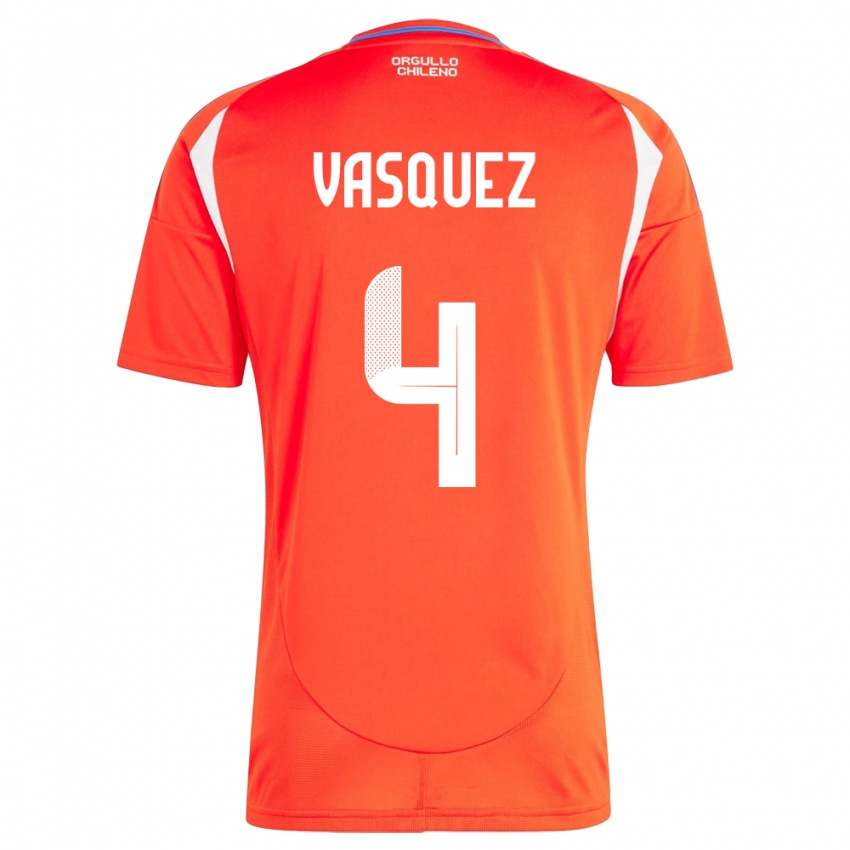 Kinder Chile Matías Vásquez #4 Rot Heimtrikot Trikot 24-26 T-Shirt Österreich