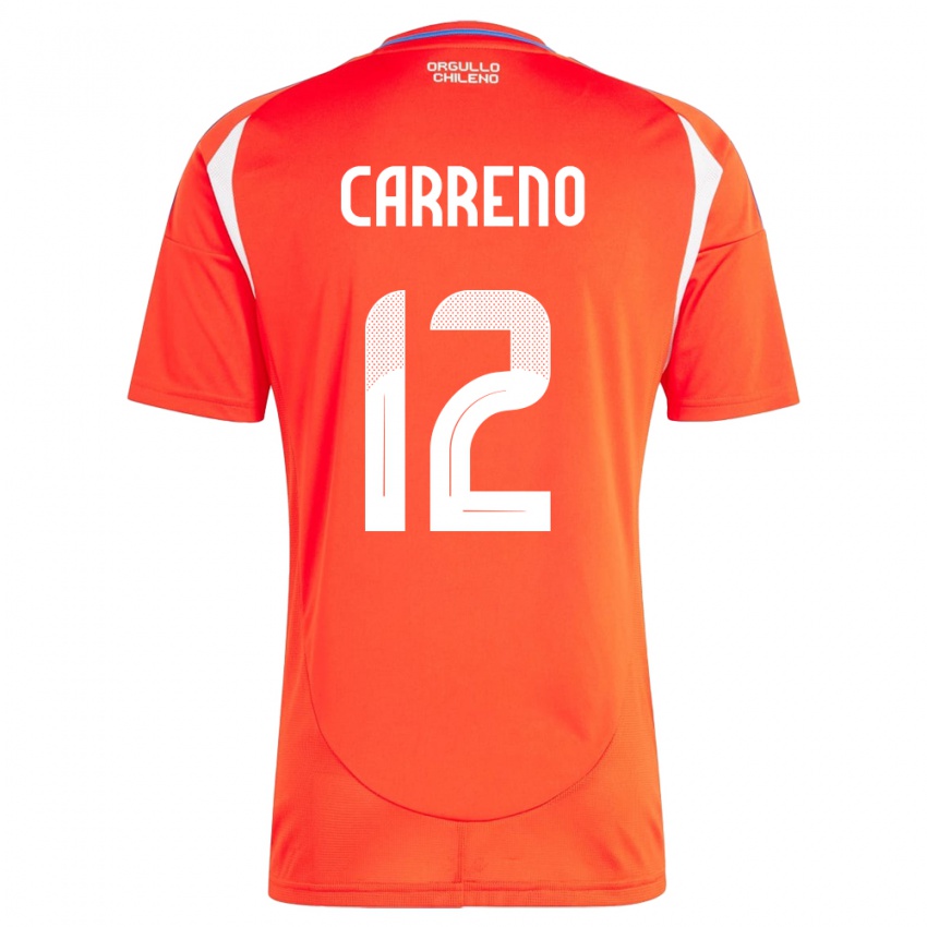 Kinder Chile Diego Carreño #12 Rot Heimtrikot Trikot 24-26 T-Shirt Österreich