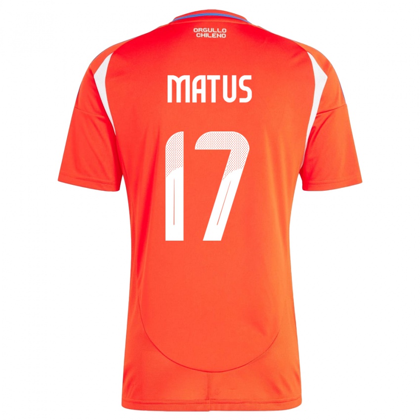 Kinder Chile Esteban Matus #17 Rot Heimtrikot Trikot 24-26 T-Shirt Österreich