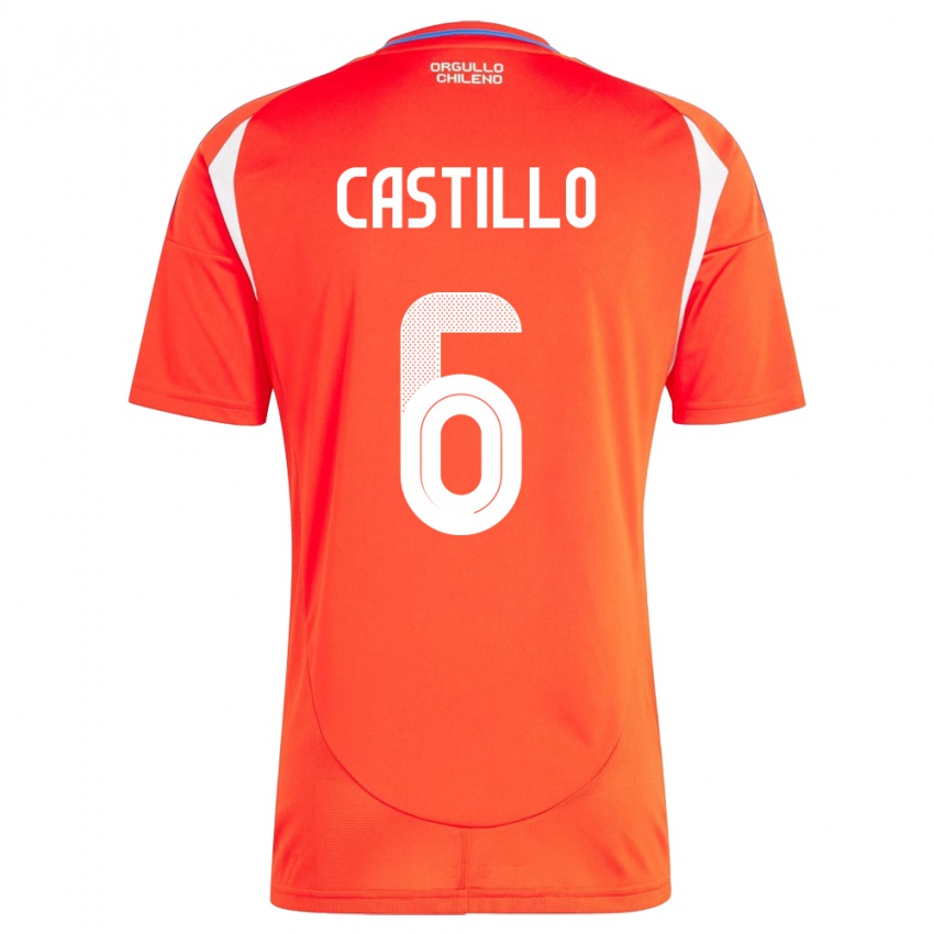 Kinder Chile Cristóbal Castillo #6 Rot Heimtrikot Trikot 24-26 T-Shirt Österreich