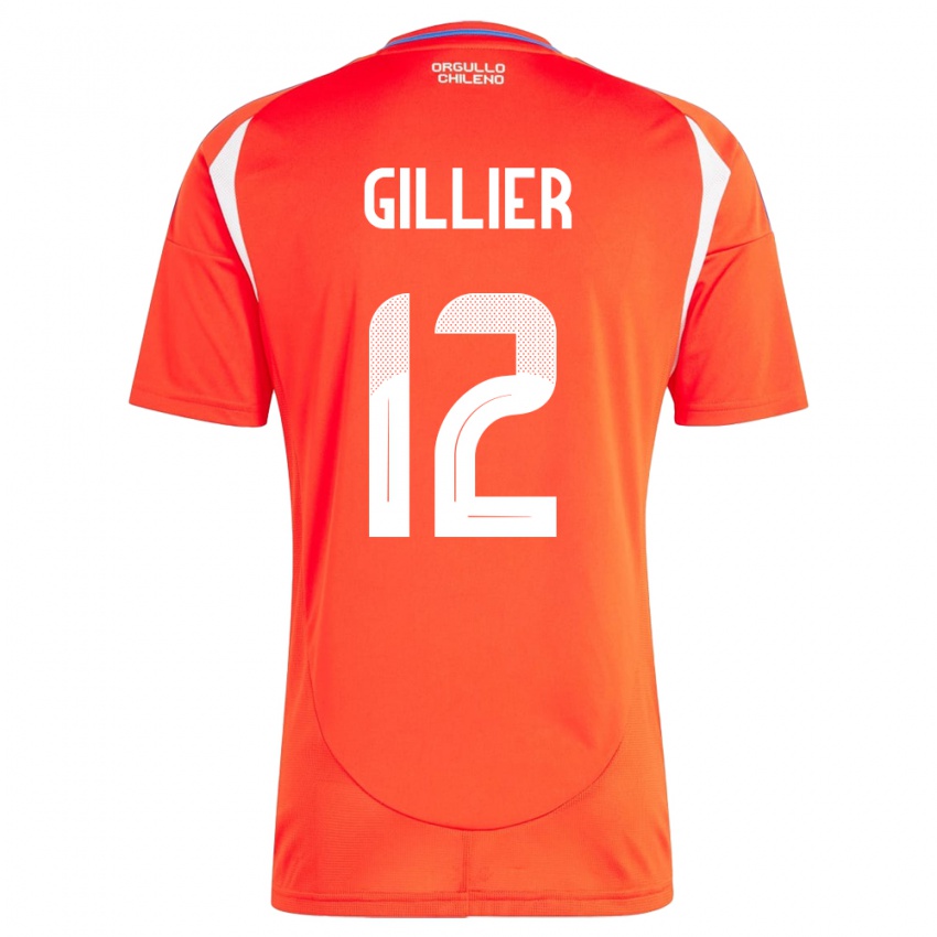 Kinder Chile Thomas Gillier #12 Rot Heimtrikot Trikot 24-26 T-Shirt Österreich