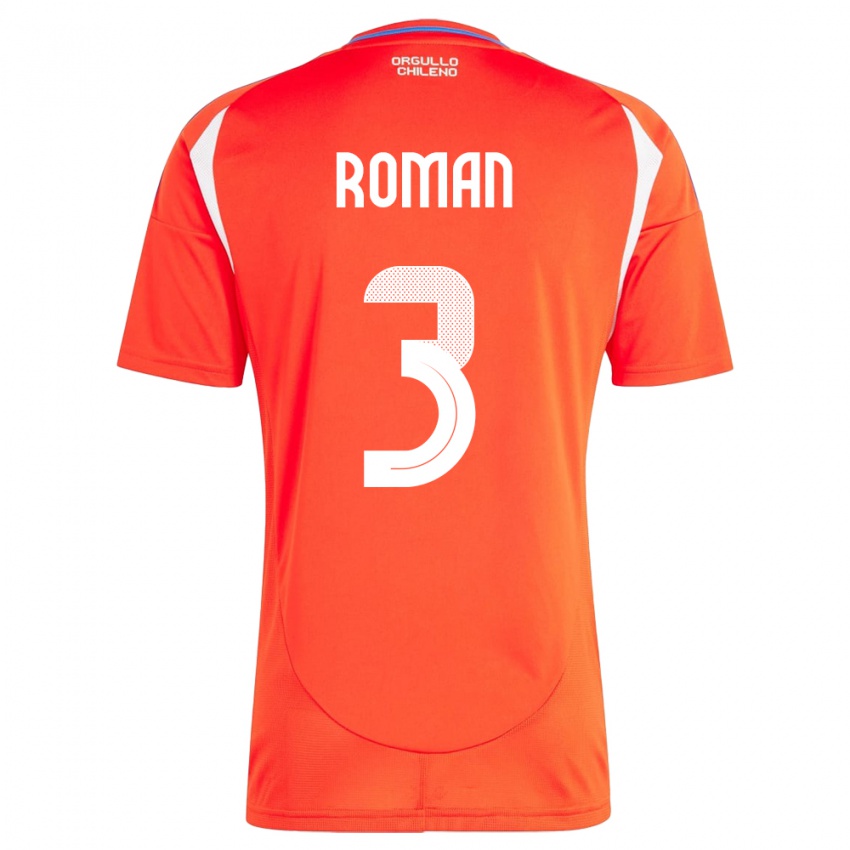 Kinder Chile Iván Román #3 Rot Heimtrikot Trikot 24-26 T-Shirt Österreich