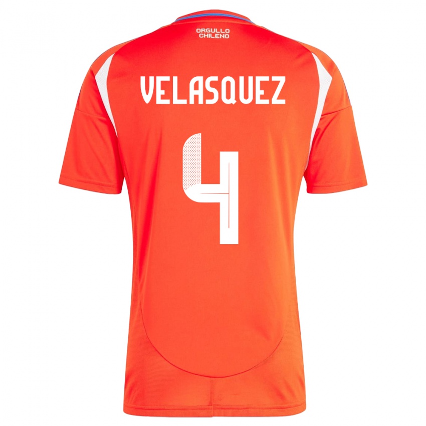 Kinder Chile Lucas Velásquez #4 Rot Heimtrikot Trikot 24-26 T-Shirt Österreich