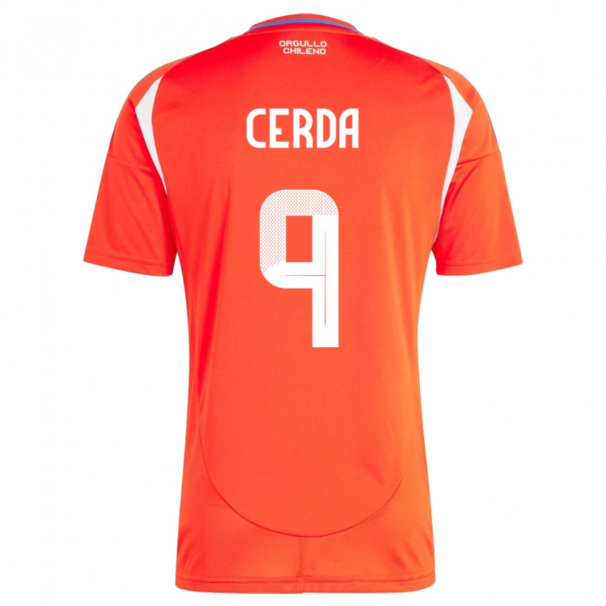 Kinder Chile Axel Cerda #9 Rot Heimtrikot Trikot 24-26 T-Shirt Österreich