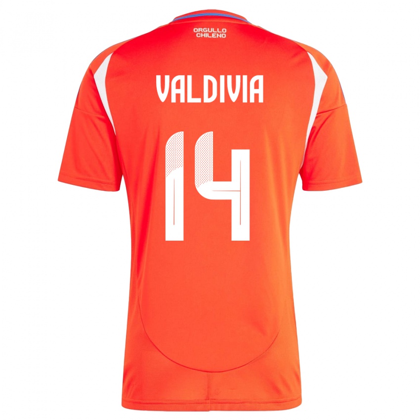 Kinder Chile Felipe Valdivia #14 Rot Heimtrikot Trikot 24-26 T-Shirt Österreich