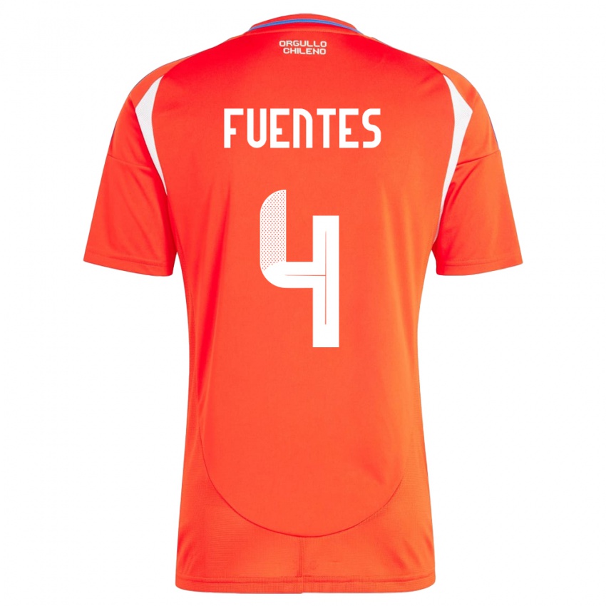 Kinder Chile Karen Fuentes #4 Rot Heimtrikot Trikot 24-26 T-Shirt Österreich