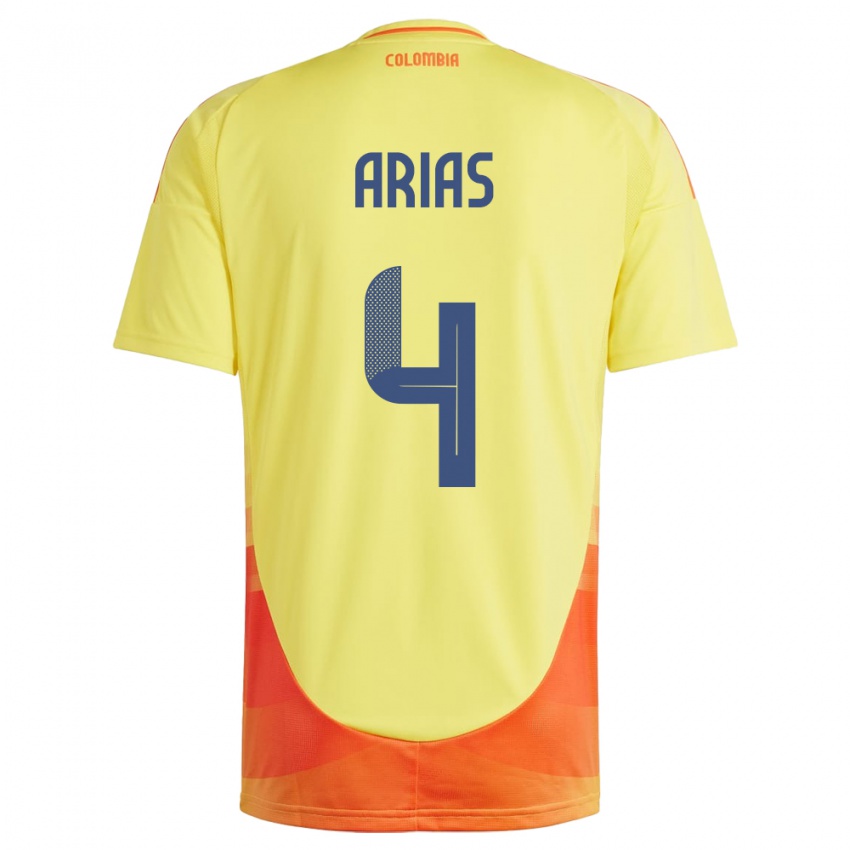 Kinder Kolumbien Santiago Arias #4 Gelb Heimtrikot Trikot 24-26 T-Shirt Österreich