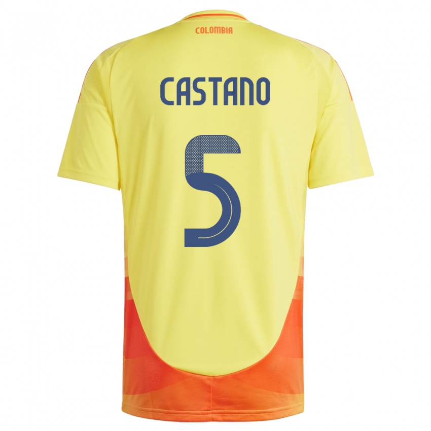 Kinder Kolumbien Kevin Castaño #5 Gelb Heimtrikot Trikot 24-26 T-Shirt Österreich