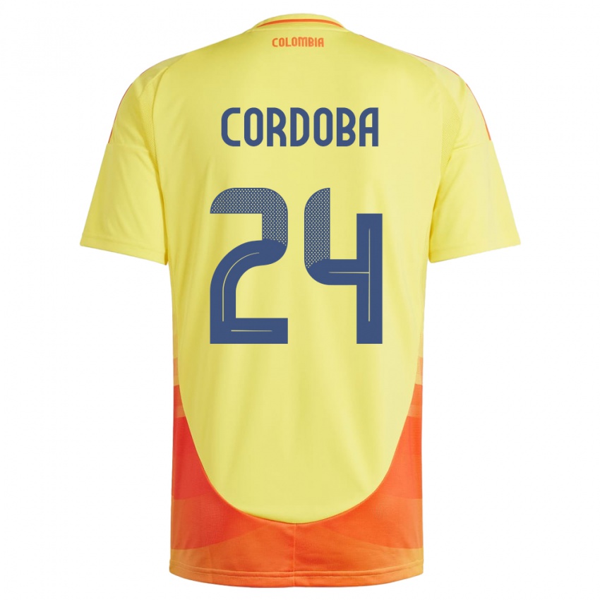 Kinder Kolumbien Jhon Córdoba #24 Gelb Heimtrikot Trikot 24-26 T-Shirt Österreich