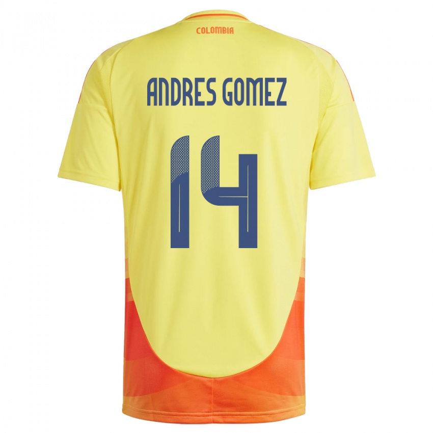 Kinder Kolumbien Carlos Andrés Gómez #14 Gelb Heimtrikot Trikot 24-26 T-Shirt Österreich