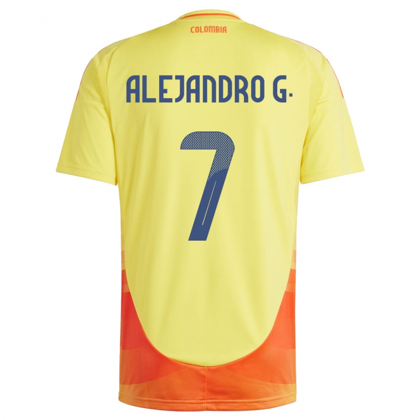 Kinder Kolumbien Alejandro García #7 Gelb Heimtrikot Trikot 24-26 T-Shirt Österreich