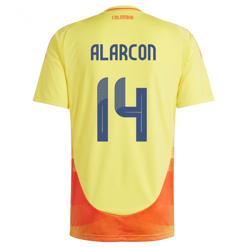 Kinder Kolumbien Andrés Alarcón #14 Gelb Heimtrikot Trikot 24-26 T-Shirt Österreich