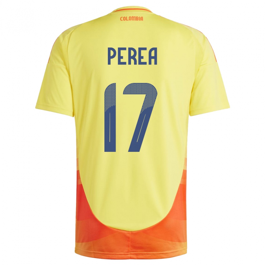 Kinder Kolumbien Óscar Perea #17 Gelb Heimtrikot Trikot 24-26 T-Shirt Österreich