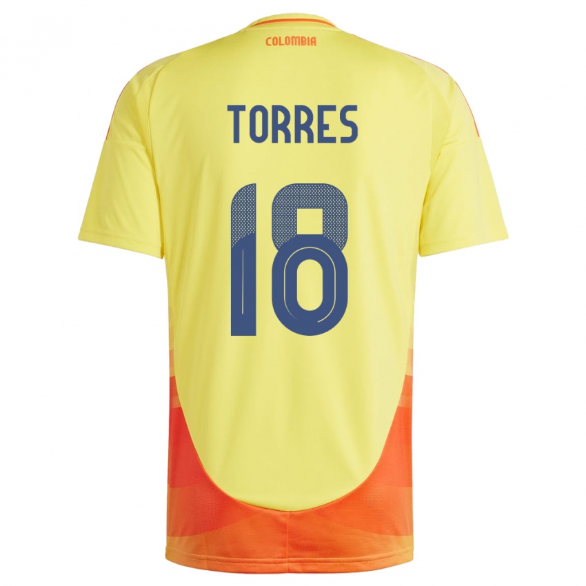 Kinder Kolumbien Jhojan Torres #18 Gelb Heimtrikot Trikot 24-26 T-Shirt Österreich