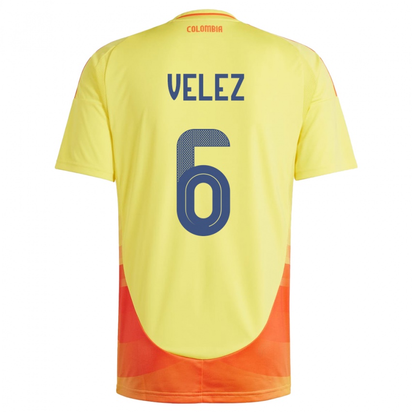 Kinder Kolumbien Jhon Vélez #6 Gelb Heimtrikot Trikot 24-26 T-Shirt Österreich