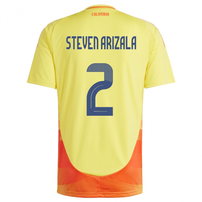 Kinder Kolumbien Elver Steven Arizala #2 Gelb Heimtrikot Trikot 24-26 T-Shirt Österreich